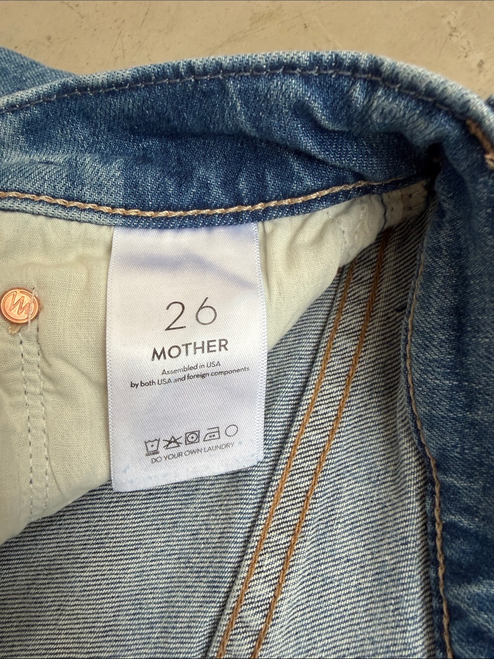 26 Lil’ Mother stretch Mid Rise Hiker Hover Women’s Blue Denim Jeans button up - Picture 3 of 5